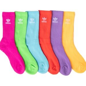NWT 6 pair Adidas socks multicolor size large